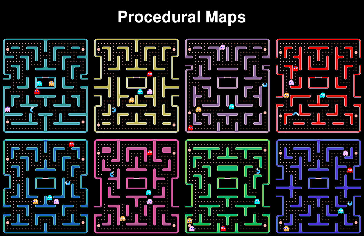 ms pacman game Procedurally-Generated Maps